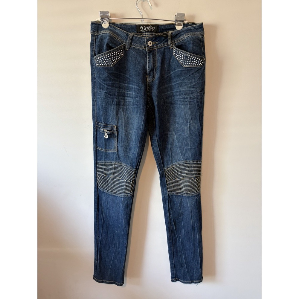 VTG Y2K Dereon Skinny Jeans Embellished Studded Bling Beyoncé Size 9/10 - Read